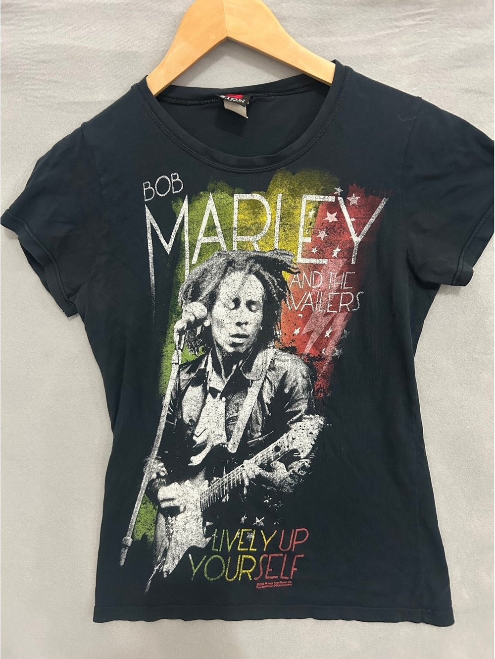 Y2K Zion Rootswear Bob Marley Live Up Yourself Black Graphic T-Shirt, Very Good